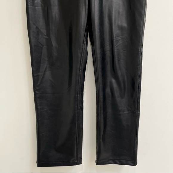 Abercrombie & Fitch 90’s Straight Ultra High Rise Pants Black Vegan Leather 14 - Picture 6 of 11